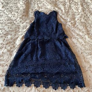 Francesca’s Alya Midi Dress, Navy Blue, Size Small